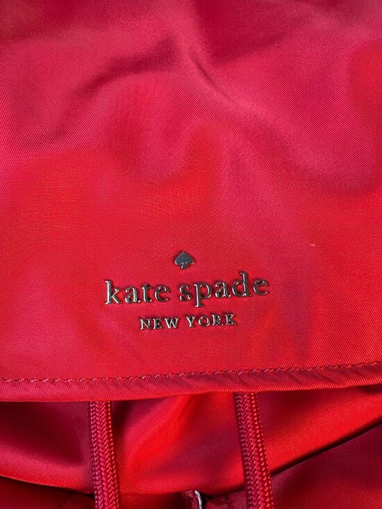 Kate Spade Carley Flap Backpack w/ Pockets, Drawstring, Nylon.- RED main image 9